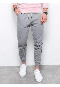 Ombre Clothing - Spodnie męskie dresowe joggery P951 - szare - XXL. Kolor: szary. Materiał: dresówka #4