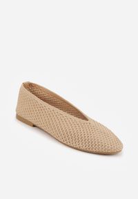 Renee - Ciemnobeżowe Balerinki VICES z Plecioną Cholewką Mahala. Okazja: na co dzień. Kolor: beżowy. Szerokość cholewki: normalna. Styl: boho, casual, elegancki #9