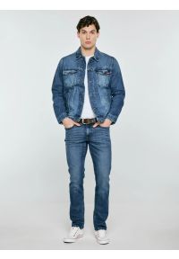 Big-Star - Jeansy męskie dopasowane granatowe Terry Slim 551. Okazja: na co dzień. Stan: obniżony. Kolor: niebieski. Wzór: jednolity. Styl: casual #7