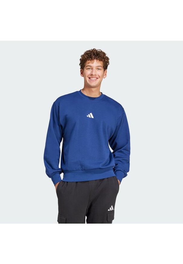 Adidas - adidas Bluza Essentials Feel Cozy JE3792 Granatowy Regular Fit. Kolor: niebieski. Materiał: bawełna