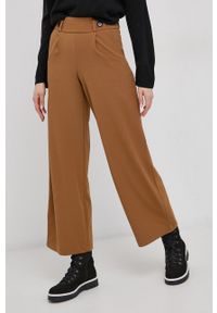 JDY Spodnie damskie kolor brązowy szerokie high waist. Stan: podwyższony. Kolor: brązowy. Materiał: tkanina