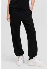 Karl Lagerfeld - KARL LAGERFELD Czarne damskie spodnie dresowe Ikon Peak-a-Boo, Rozmiar S. Kolor: czarny. Materiał: dresówka #1