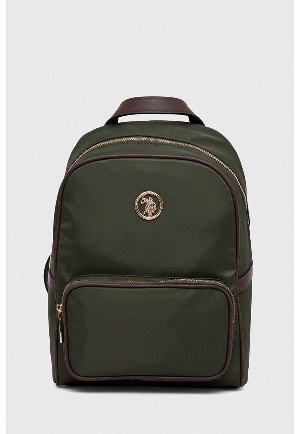 U.S. Polo Assn. plecak damski kolor zielony mały gładki. Kolor: zielony. Wzór: gładki