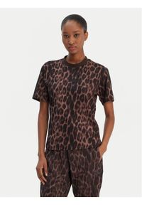 Adidas - adidas T-Shirt Seasonal Essentials Leopard Print JZ0200 Brązowy Regular Fit. Kolor: brązowy. Materiał: bawełna. Wzór: nadruk #1