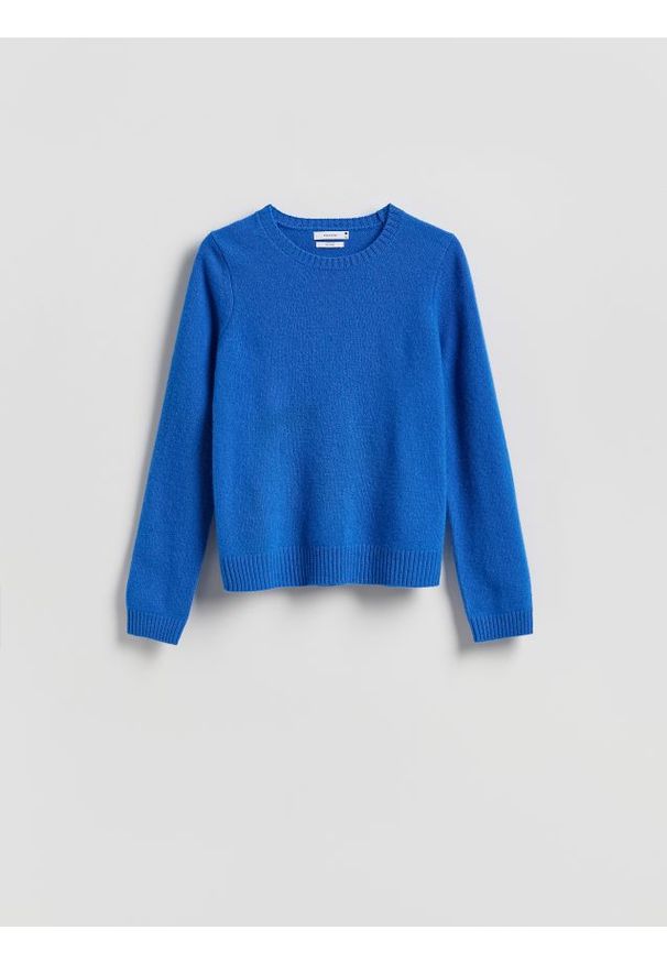 Reserved - Wełniany sweter - niebieski. Kolor: niebieski. Materiał: wełna