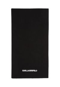Karl Lagerfeld - KARL LAGERFELD Czarny damski szalik z haftowanym logo. Kolor: czarny. Materiał: wełna, materiał. Wzór: haft. Sezon: zima. Styl: klasyczny