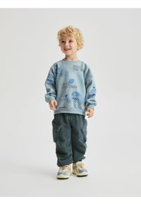 Reserved - Bawełniane spodnie cargo - granatowy. Kolor: niebieski. Materiał: bawełna #1