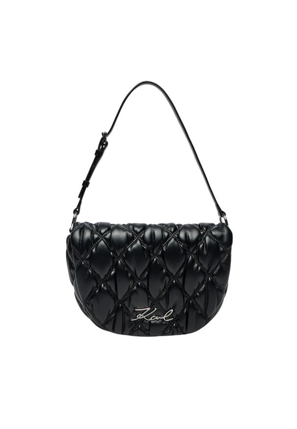 Karl Lagerfeld - KARL LAGERFELD Czarna pikowana damska torebka Kuilt Flap Shb. Kolor: czarny. Materiał: pikowane. Styl: elegancki