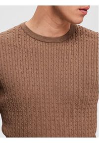 Selected Homme Sweter 16090606 Brązowy Regular Fit. Kolor: brązowy. Materiał: bawełna #3