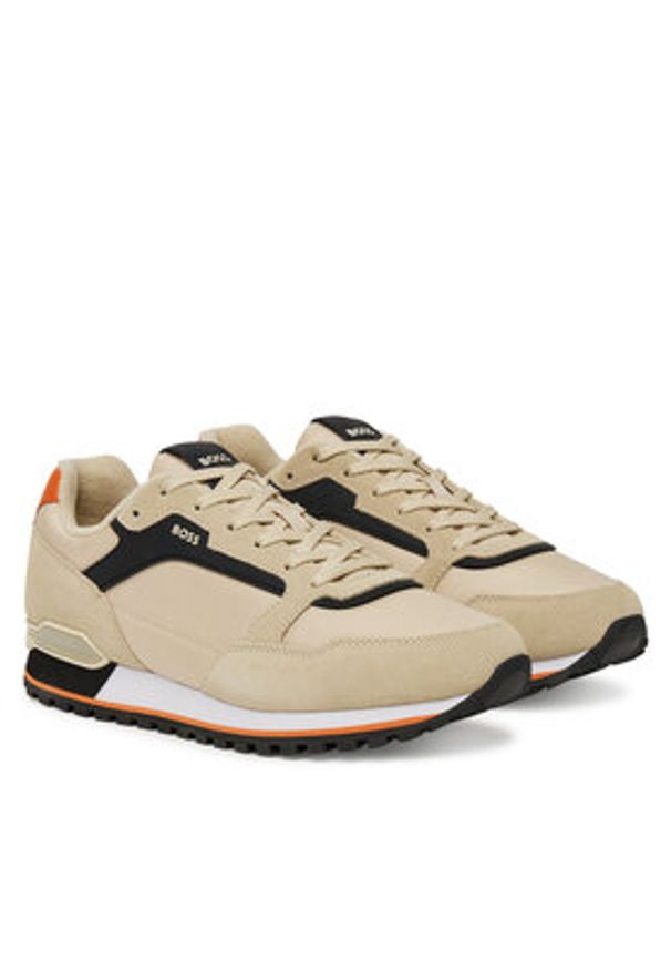 BOSS Sneakersy Parkour 50523221 Brązowy. Kolor: brązowy. Materiał: zamsz, skóra