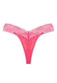 Intica - Stringi z koronkowym paskiem eleganckie i wygodne Seconda. Kolor: różowy. Materiał: koronka #1