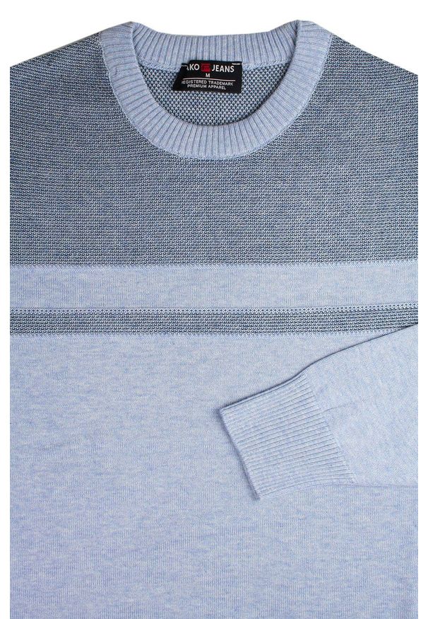 Klasyczny Sweter - Wełna z Akrylem - Pako Jeans - Niebieski. Okazja: na co dzień, na spotkanie biznesowe, do pracy. Kolor: niebieski. Materiał: poliester, bawełna. Styl: klasyczny