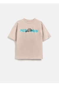 Reserved - Bawełniany t-shirt z nadrukiem - jasnoszary. Kolor: szary. Materiał: bawełna. Wzór: nadruk #1