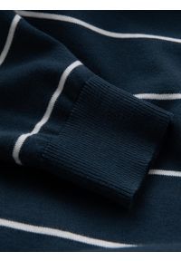 Ombre Clothing - Casualowy męski sweter w poziome paski – granatowy V1 - Rozmiar: XXL. Okazja: na co dzień. Kolor: niebieski. Materiał: nylon, włókno, materiał, bawełna. Wzór: paski. Styl: casual #8