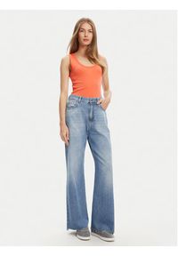 United Colors of Benetton - United Colors Of Benetton Top 3GA2DH010 Pomarańczowy Slim Fit. Kolor: pomarańczowy. Materiał: bawełna #5