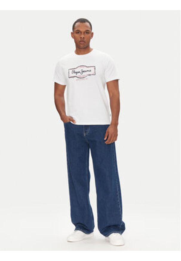 Pepe Jeans T-Shirt Daxton PM509786 Biały Regular Fit. Kolor: biały. Materiał: bawełna