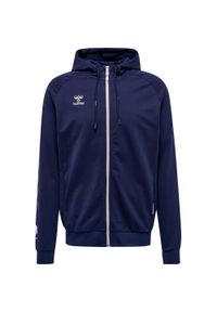 Hummel - BLUZA SPORTOWA HUMMEL hmlMOVE GRID COTTON ZIP HOODIE. Kolor: niebieski