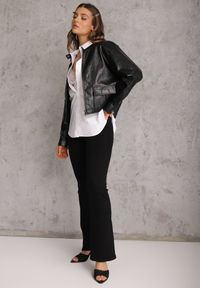 Renee - Czarna Kurtka Ramoneska Bomber z Kieszeniami z Klapami Nealira. Okazja: na co dzień. Kolor: czarny. Materiał: skóra, poliester. Styl: rockowy, casual #3