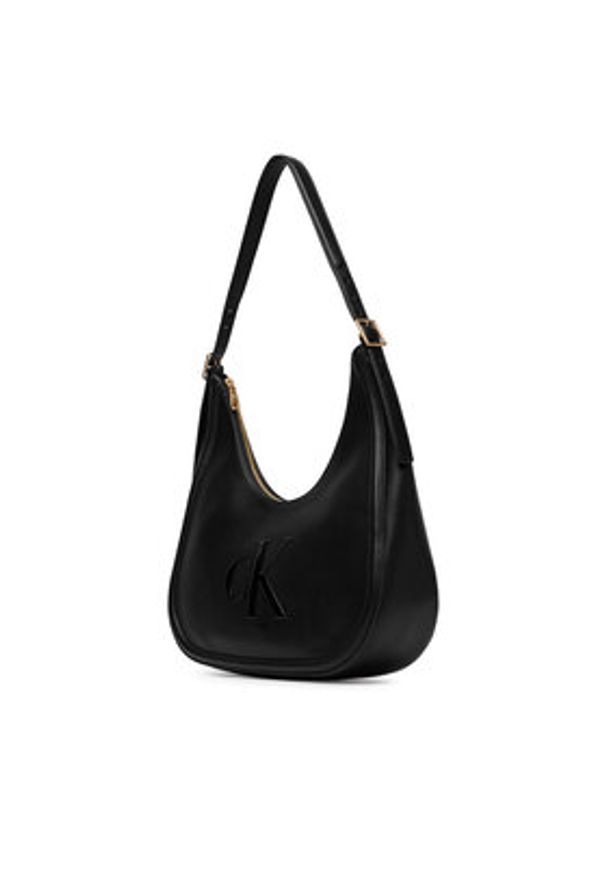 Calvin Klein Torebka Bold Ck Crescent Bag LV04F3427G Czarny. Kolor: czarny. Materiał: skórzane