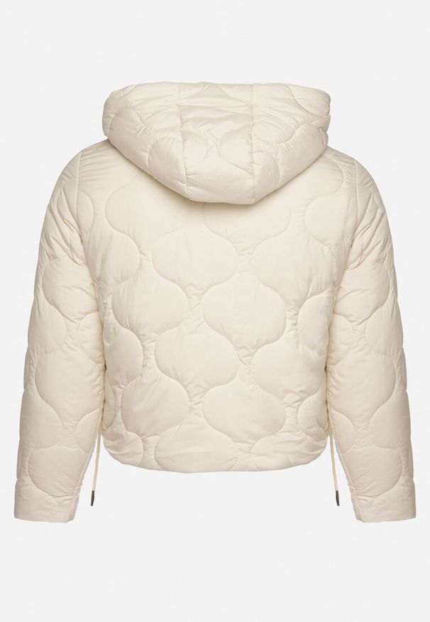 Born2be - Jasnobeżowa Kurtka Krótka z Pikowaniem i Odpinanym Kapturem Taraes. Okazja: na co dzień. Kolor: beżowy. Materiał: jeans. Długość: krótkie. Styl: elegancki, casual