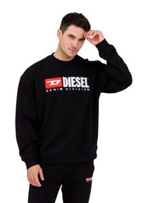 Diesel - DIESEL Czarna męska bluza S-BOXT-DIV z dużym logo, Rozmiar XXL. Kolor: czarny. Materiał: elastan, bawełna, materiał. Długość rękawa: długi rękaw. Długość: długie. Styl: elegancki, klasyczny #6
