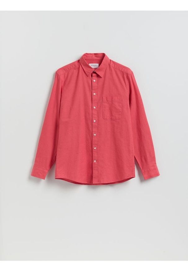 Reserved - Koszula regular z lnem - koralowy. Kolor: pomarańczowy. Materiał: len