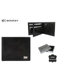 ROVICKY - Portfel skórzany Rovicky PC-107-BAR-2519 czarny. Kolor: czarny. Materiał: skóra