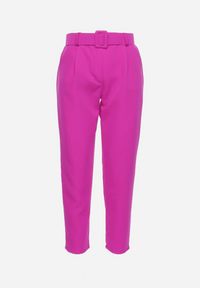 Born2be - Fioletowe Spodnie z Paskiem Ioleinaa. Kolor: fioletowy. Materiał: materiał, koronka. Wzór: jednolity. Styl: elegancki #5