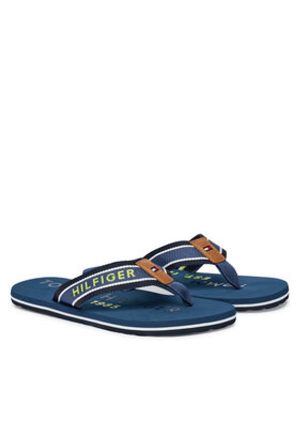 TOMMY HILFIGER - Tommy Hilfiger Japonki Sporty Hilfiger Beach Sandal FM0FM05805 Niebieski. Kolor: niebieski. Materiał: materiał. Styl: sportowy