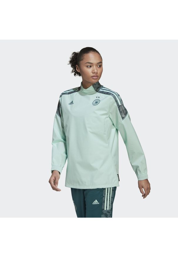 Adidas - Damski top hybrydowy Allemagne Condivo Euro Féminin 2022. Kolor: zielony. Materiał: materiał, dresówka. Sport: fitness, piłka nożna