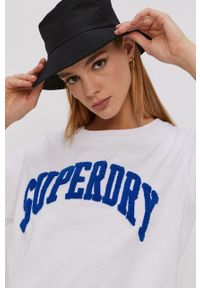 Superdry - T-shirt. Kolor: biały. Wzór: aplikacja #5