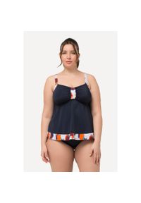 ULLA POPKEN - Damskie Tankini nakrapiany wzór miękkie miseczki regulowane ramiączka. Kolekcja: plus size. Kolor: niebieski. Materiał: elastan, poliamid, materiał
