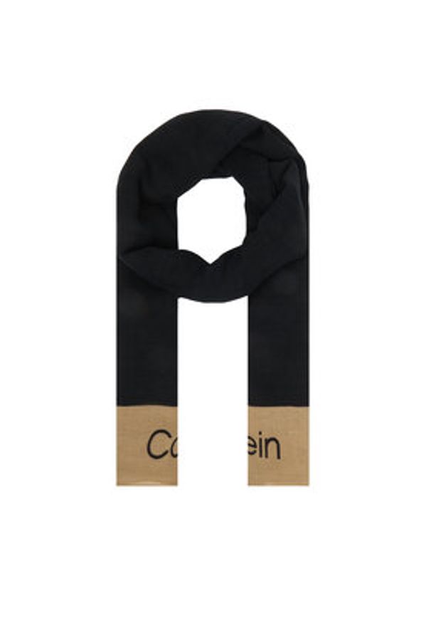 Calvin Klein Szal LV04F9021G Czarny. Kolor: czarny. Materiał: len