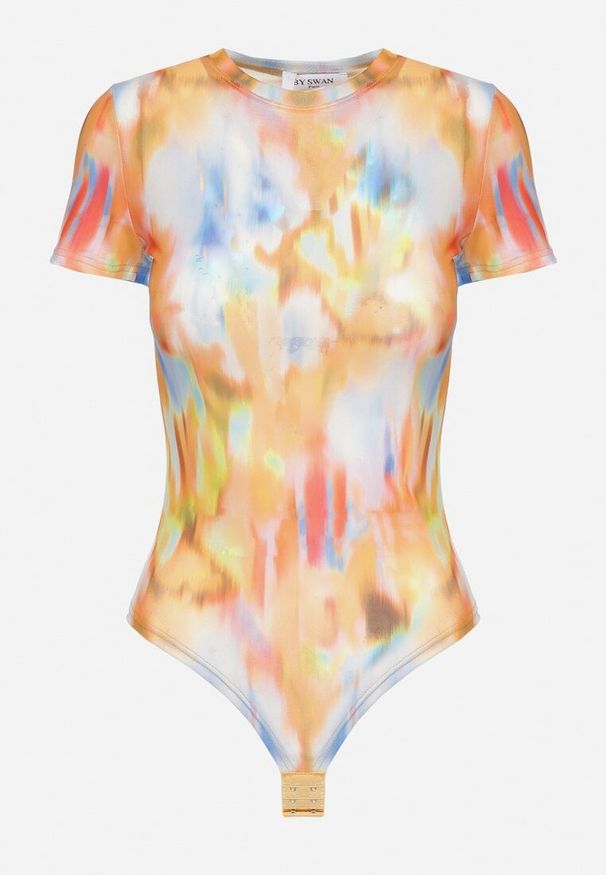 Born2be - Pomarańczowe Siateczkowe Body Tie-Dye z Wiskozą Monlea. Okazja: na co dzień. Kolor: pomarańczowy. Materiał: wiskoza. Styl: casual
