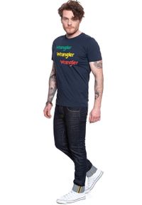 Wrangler - WRANGLER T SHIRT SS REPEAT TEE NAVY W7D7D3114. Kolor: niebieski. Wzór: nadruk #3