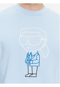 Karl Lagerfeld - KARL LAGERFELD Bluza 705404 541900 Błękitny Regular Fit. Typ kołnierza: dekolt w karo. Kolor: niebieski. Materiał: bawełna