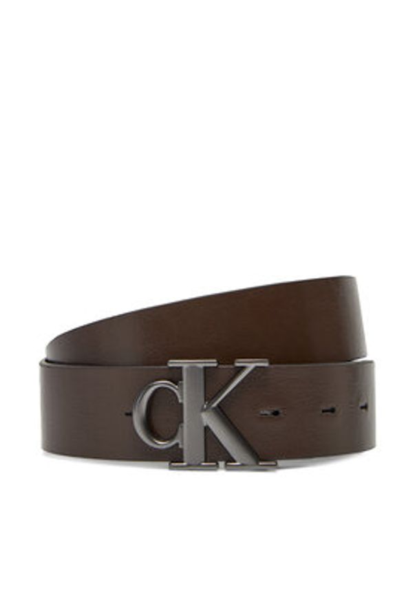 Calvin Klein Jeans Pasek Męski Monogram Plaque Buckle 35Mm Adj/Rev LV04G7026G Czarny. Kolor: czarny. Materiał: skóra
