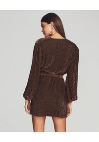 RETROFETE - Brązowa sukienka z cekinami Gabrielle. Kolor: brązowy. Wzór: aplikacja. Długość: mini #2