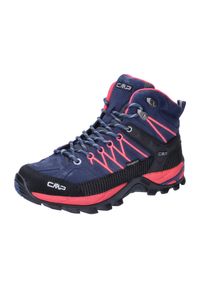 Buty trekkingowe damskie CMP Rigel Mid Blue Hibiscus. Wysokość cholewki: za kostkę. Zapięcie: sznurówki. Kolor: niebieski. Materiał: guma, tkanina, skóra. Szerokość cholewki: normalna. Styl: sportowy