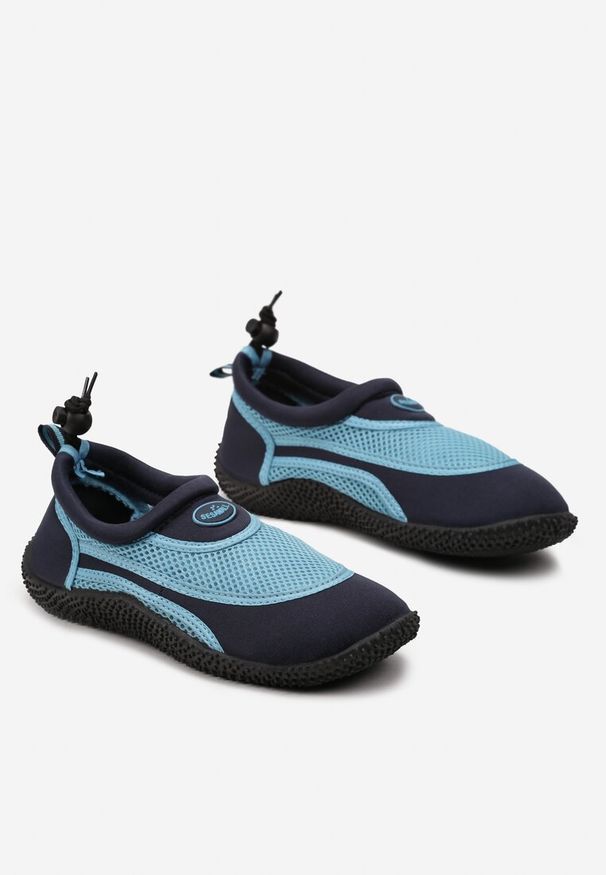 Born2be - Granatowo-Niebieskie Buty Sportowe do Wody ze Ściągaczem i Elastyczną Podeszwą Indal. Kolor: niebieski. Wzór: aplikacja. Sport: żeglarstwo
