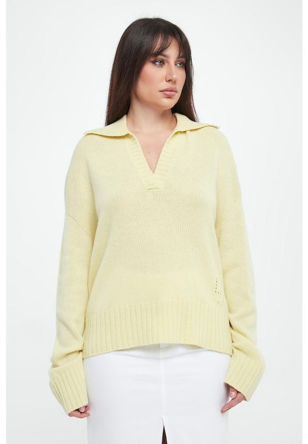 Liu Jo - Sweter damski wełniany LIU JO. Materiał: wełna