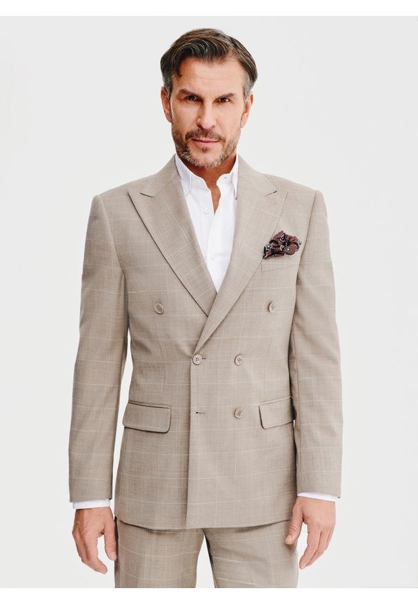 Pako Lorente - PAKO LORENTE – Dwurzędowa marynarka garniturowa w kratę. Materiał: wełna