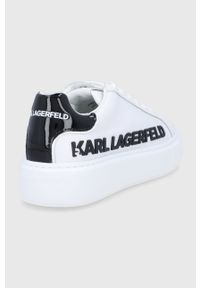 Karl Lagerfeld Buty kolor biały na platformie. Nosek buta: okrągły. Zapięcie: sznurówki. Kolor: biały. Materiał: guma. Obcas: na platformie