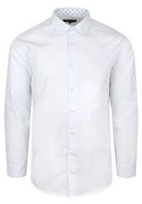 Koszula Wizytowa Wólczanka - Biała - Regular. Kolor: biały. Materiał: poliester, bawełna. Sezon: lato. Styl: wizytowy