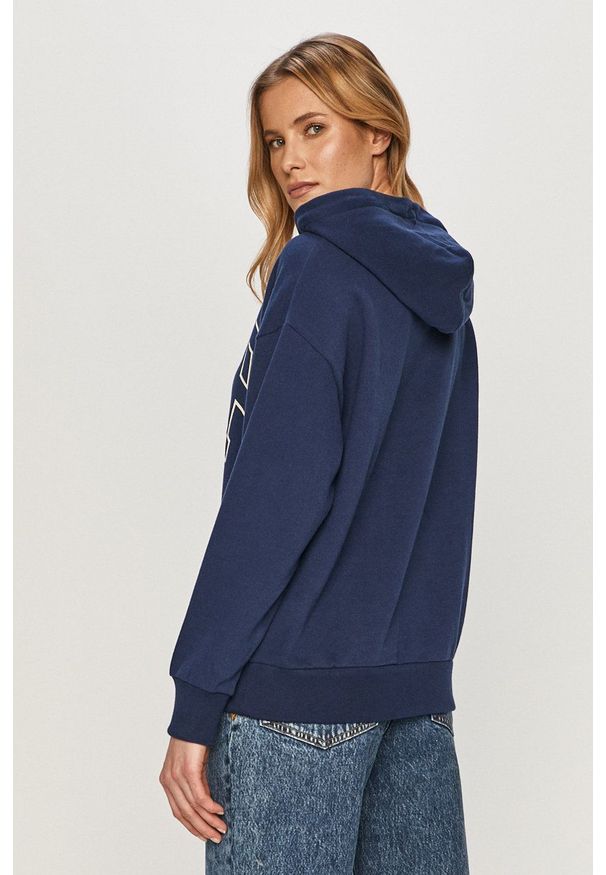 GAP - Bluza. Okazja: na co dzień. Typ kołnierza: kaptur. Kolor: niebieski. Materiał: dzianina. Długość rękawa: długi rękaw. Długość: długie. Styl: casual