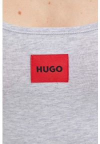 Hugo - HUGO body kolor szary gładki. Kolor: szary. Materiał: bawełna, materiał. Wzór: gładki #5