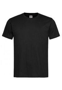 Stedman - Czarny Bawełniany T-Shirt Męski Bez Nadruku -STEDMAN- Koszulka, Krótki Rękaw, Basic, U-neck. Okazja: na co dzień. Kolor: czarny. Materiał: bawełna. Długość rękawa: krótki rękaw. Długość: krótkie. Styl: casual #1
