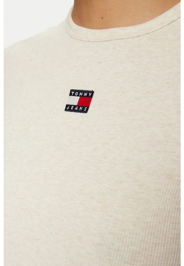 Tommy Jeans - TOMMY JEANS Beżowy damski t-shirt, Rozmiar S. Kolor: beżowy