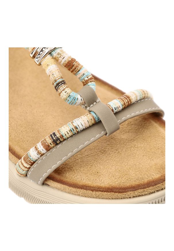 Sandały damskie Artiker, cholewka ze skóry ekologicznej cienkie paski z przodu elastyczny pasek na pięcie plecione detale, beżowe, 58C0009. Zapięcie: pasek. Kolor: beżowy. Materiał: skóra ekologiczna. Wzór: paski. Sezon: lato