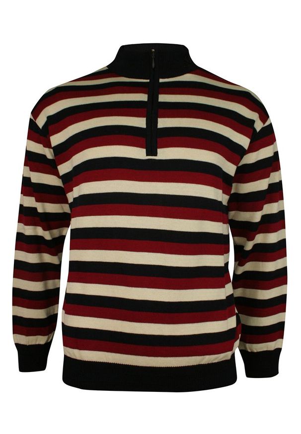 Niebieski sweter Kings w paski, elegancki, z kołnierzem typu troyer, na jesień